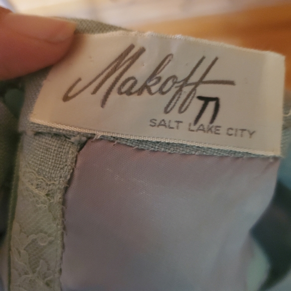 Vintage Makoff Light Blue & Lace Linen Dress - Picture 6 of 6